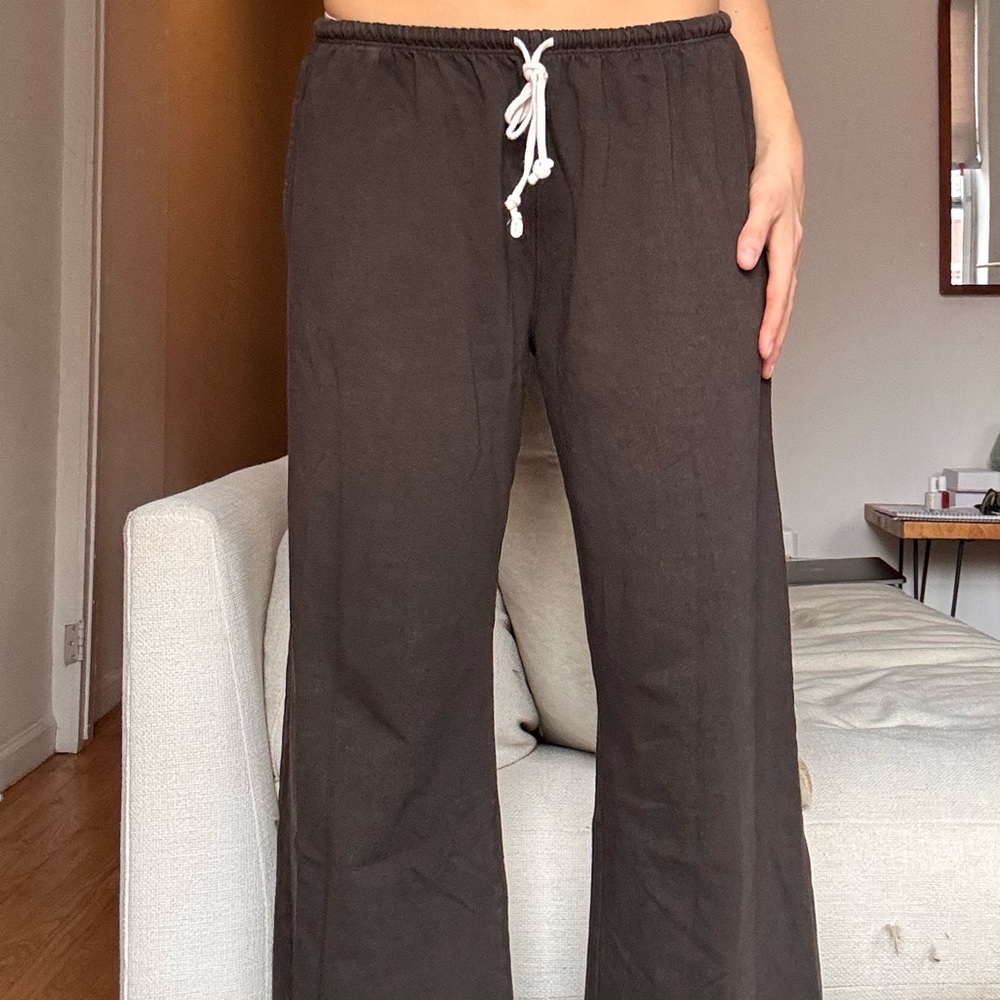 Brandy Melville Brown Pants with White Drawstring